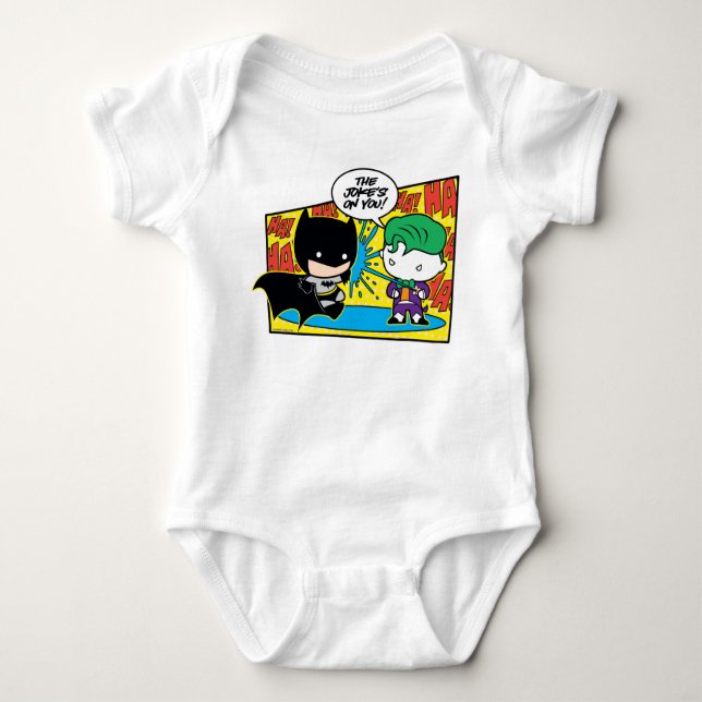 Chibi Joker Pranking Chibi Batman Baby Bodysuit (Front)