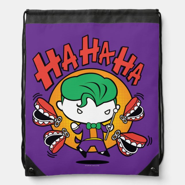 Chibi Joker With Toy Teeth Drawstring Bag (Front)