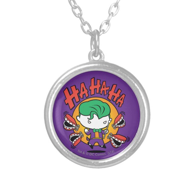 Chibi Joker With Toy Teeth Silver Plated Necklace (Front)