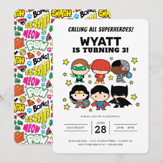 Chibi Justice League Birthday Invitation