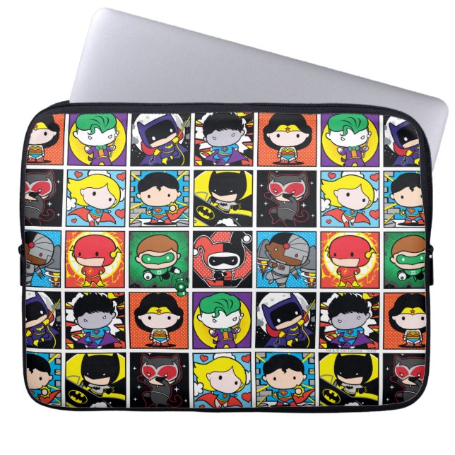 Chibi Justice League Character Pattern Laptop Sleeve (Front)