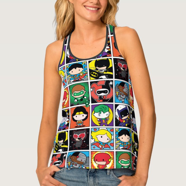 Chibi Justice League Character Pattern Tank Top (Front)