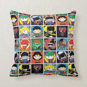 Chibi Justice League Character Pattern Throw Pillow