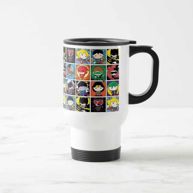 Chibi Justice League Character Pattern Travel Mug (Right)
