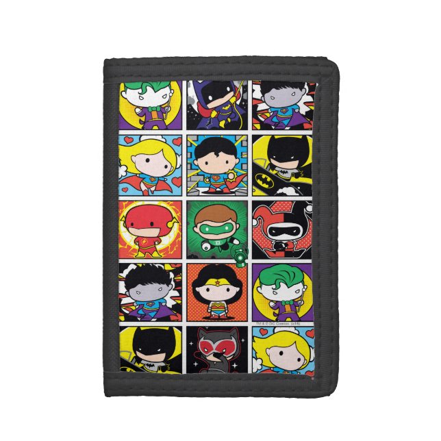 Chibi Justice League Character Pattern Trifold Wallet (Front Vertical)