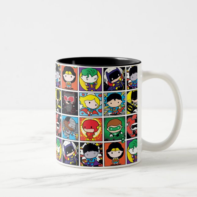 Chibi Justice League Character Pattern Two-Tone Coffee Mug (Right)