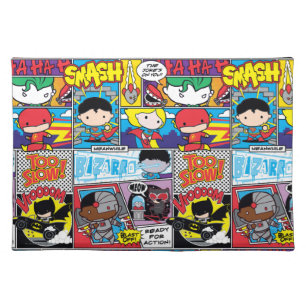 Chibi Justice League Comic Book Pattern Cloth Placemat