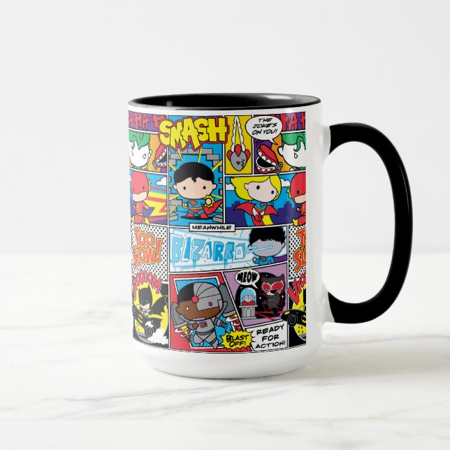 Chibi Justice League Comic Book Pattern Mug (Right)