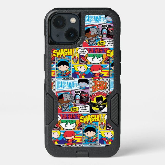 Chibi Justice League Comic Book Pattern Otterbox iPhone Case (Back)