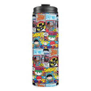 Chibi Justice League Comic Book Pattern Thermal Tumbler