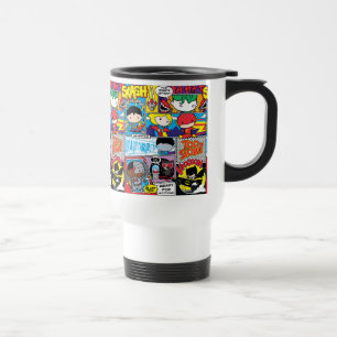Chibi Justice League Comic Book Pattern Travel Mug