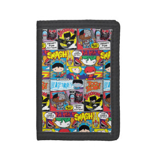 Chibi Justice League Comic Book Pattern Tri-fold Wallet