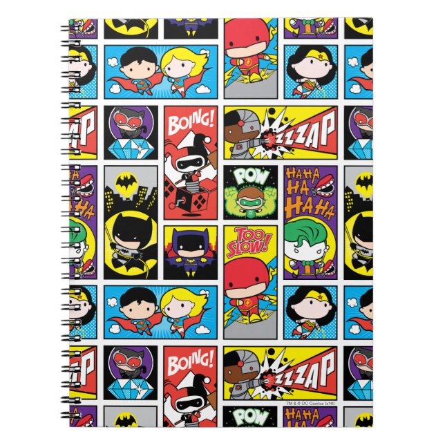 Chibi Justice League Compilation Pattern Notebook (Front)