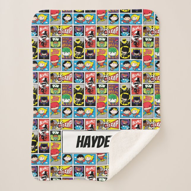 Chibi Justice League Compilation Pattern Sherpa Blanket (Front)