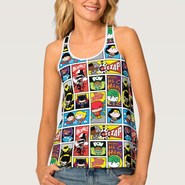 Chibi Justice League Compilation Pattern Tank Top (Front)