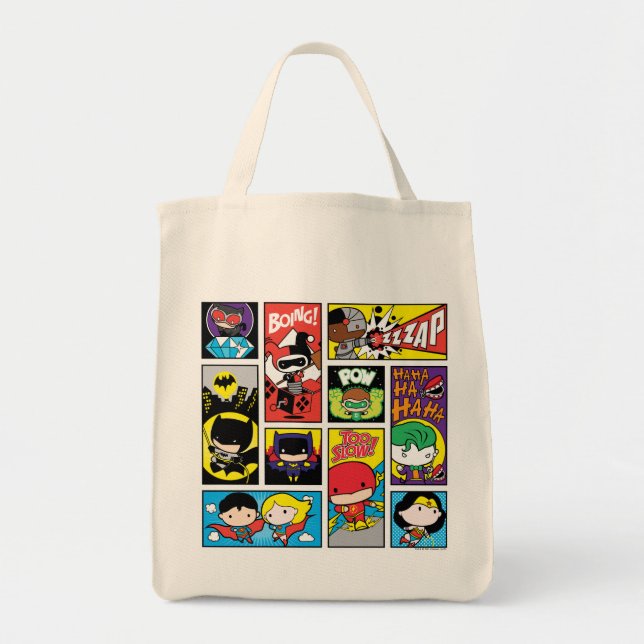 Chibi Justice League Compilation Pattern Tote Bag (Front)