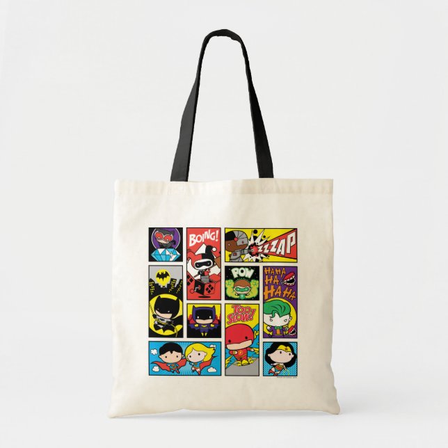 Chibi Justice League Compilation Pattern Tote Bag (Front)