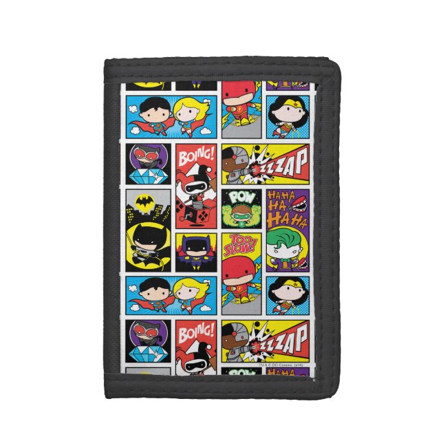 Chibi Justice League Compilation Pattern Tri-fold Wallet (Front Vertical)