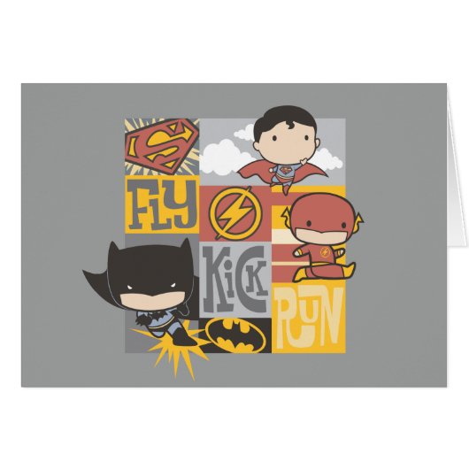 Chibi Justice League | Fly, Kick, Run Cards (Front Horizontal)