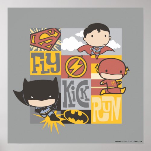 Chibi Justice League  Fly Kick Run Poster
