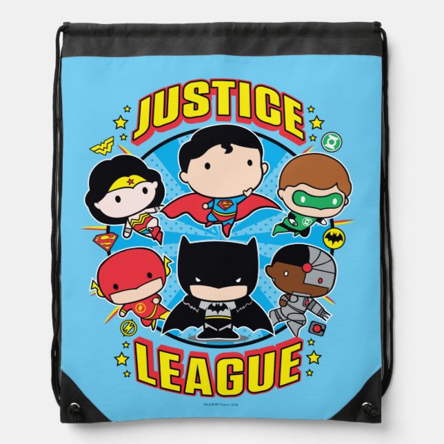 Chibi Justice League Group Drawstring Bag (Front)