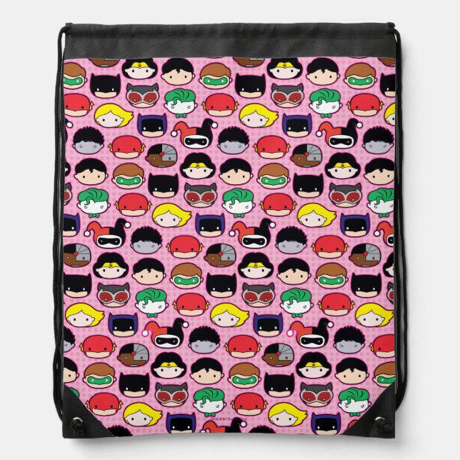Chibi Justice League Head Pattern Drawstring Bag (Front)