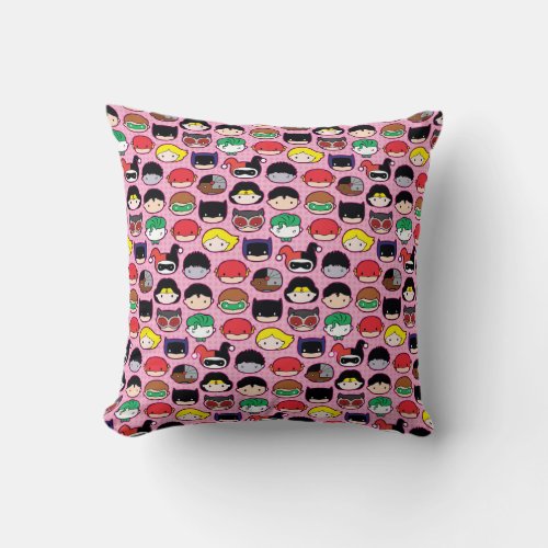 Chibi Justice League Head Pattern Throw Pillow