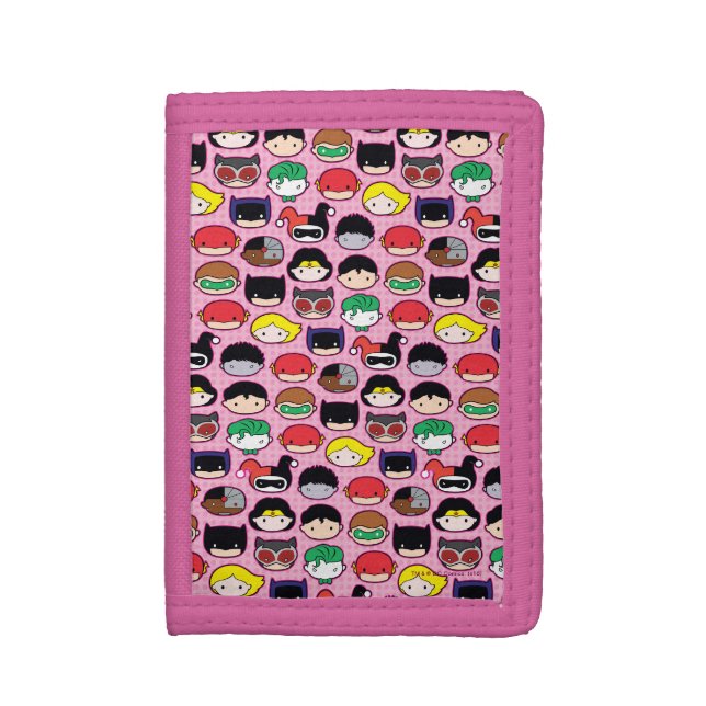 Chibi Justice League Head Pattern Trifold Wallet (Front Vertical)