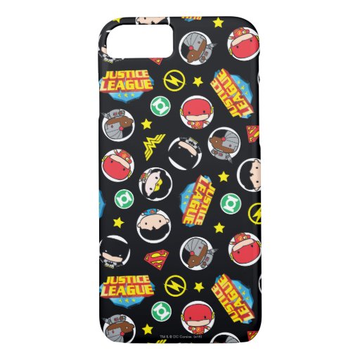 Chibi Justice League Heroes and Logos Pattern iPhone 8/7 Case