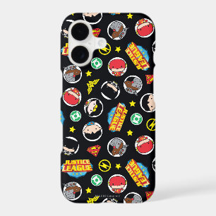 Chibi Justice League Heroes and Logos Pattern iPhone 17 Case