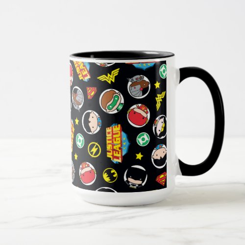 Chibi Justice League Heroes and Logos Pattern Mug