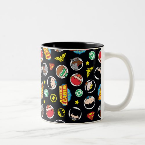 Chibi Justice League Heroes and Logos Pattern Two_Tone Coffee Mug