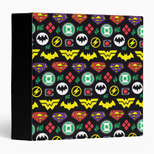 Chibi Justice League Logo Pattern 3 Ring Binder