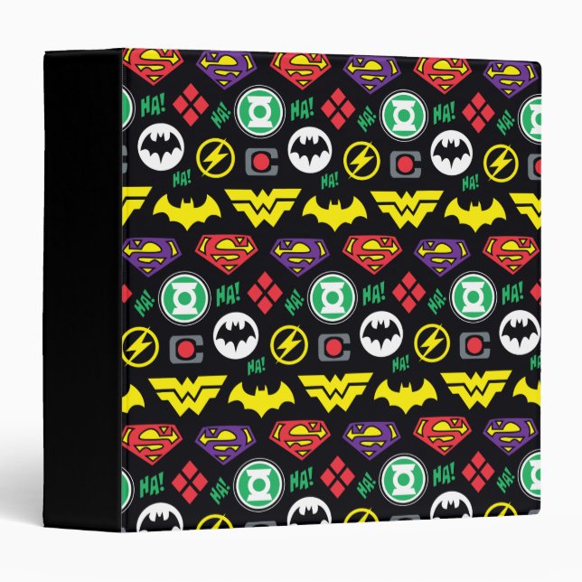 Chibi Justice League Logo Pattern 3 Ring Binder (Front/Spine)
