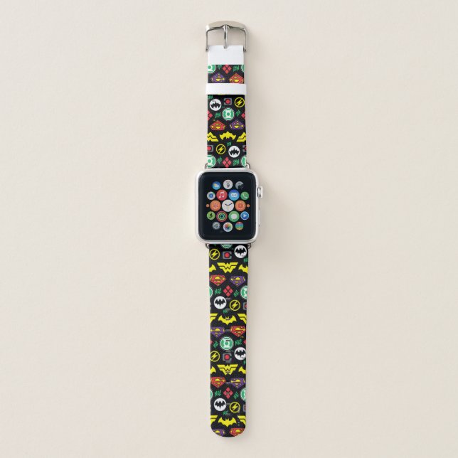 Chibi Justice League Logo Pattern Apple Watch Band (Front)