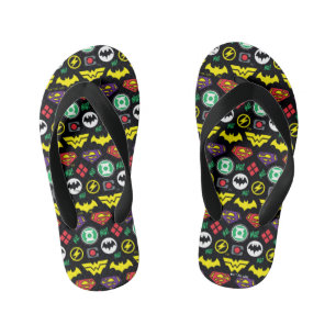 Chibi Justice League Logo Pattern Kid's Flip Flops
