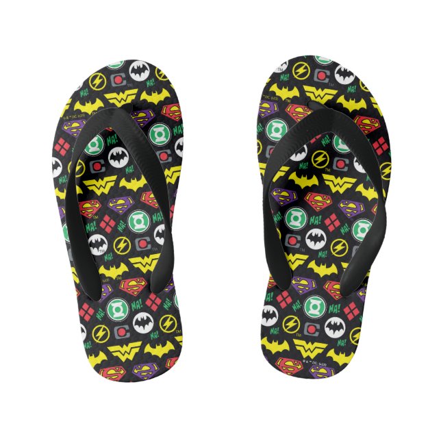 Chibi Justice League Logo Pattern Kid's Flip Flops (Footbed)