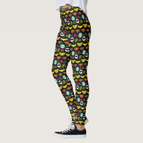 Chibi Justice League Logo Pattern Leggings