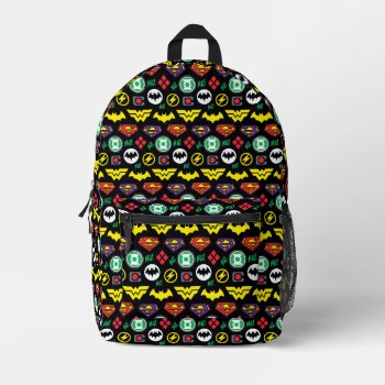Chibi Justice League Logo Pattern Printed Backpack by justiceleague at Zazzle
