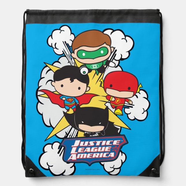 Chibi Justice League of America Explosion Drawstring Bag (Front)