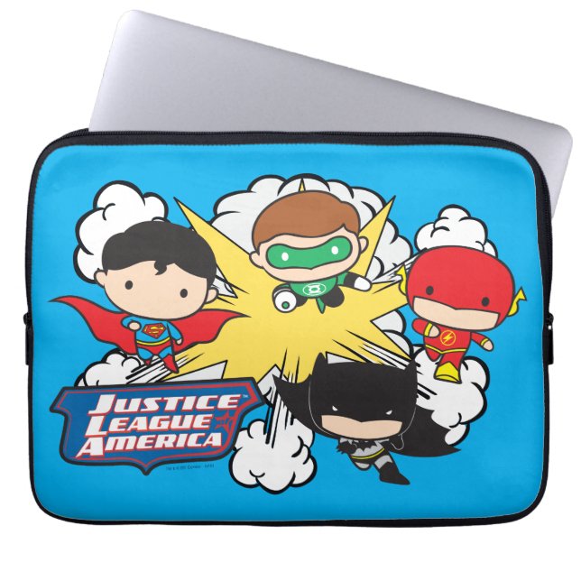Chibi Justice League of America Explosion Laptop Sleeve (Front)