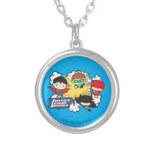 Chibi Justice League of America Explosion Silver Plated Necklace