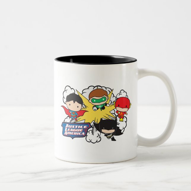 Chibi Justice League of America Explosion Two-Tone Coffee Mug (Right)