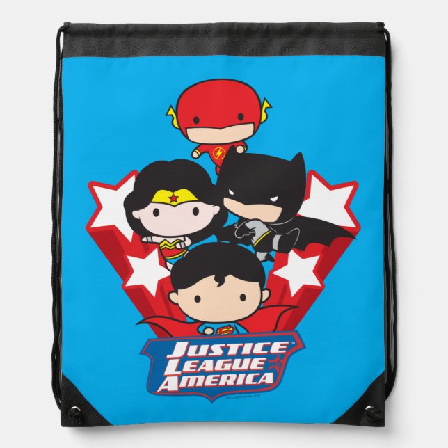 Chibi Justice League of America Stars Drawstring Bag (Front)