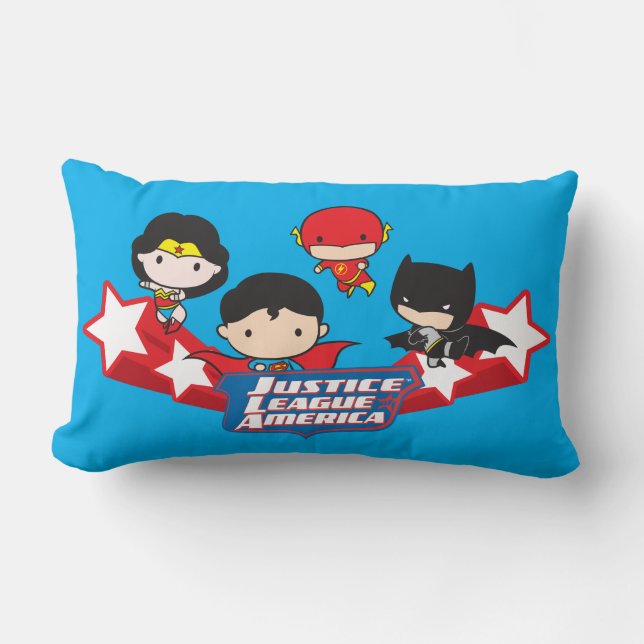 Chibi Justice League of America Stars Lumbar Pillow (Front)
