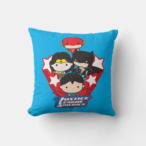 Chibi Justice League of America Stars Throw Pillow