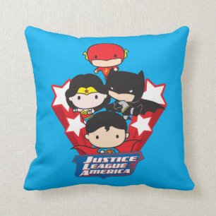 Chibi Justice League of America Stars Throw Pillow