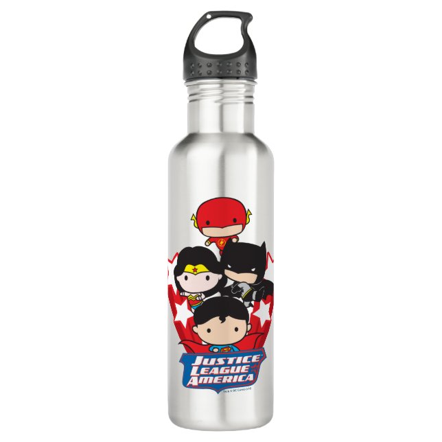 Chibi Justice League of America Stars Water Bottle (Front)
