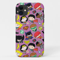 Chibi Justice League Pattern on Purple