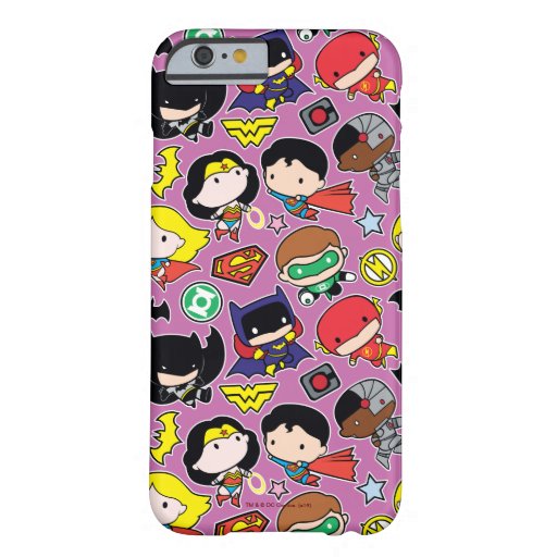 Chibi Justice League Pattern on Purple Barely There iPhone 6 Case